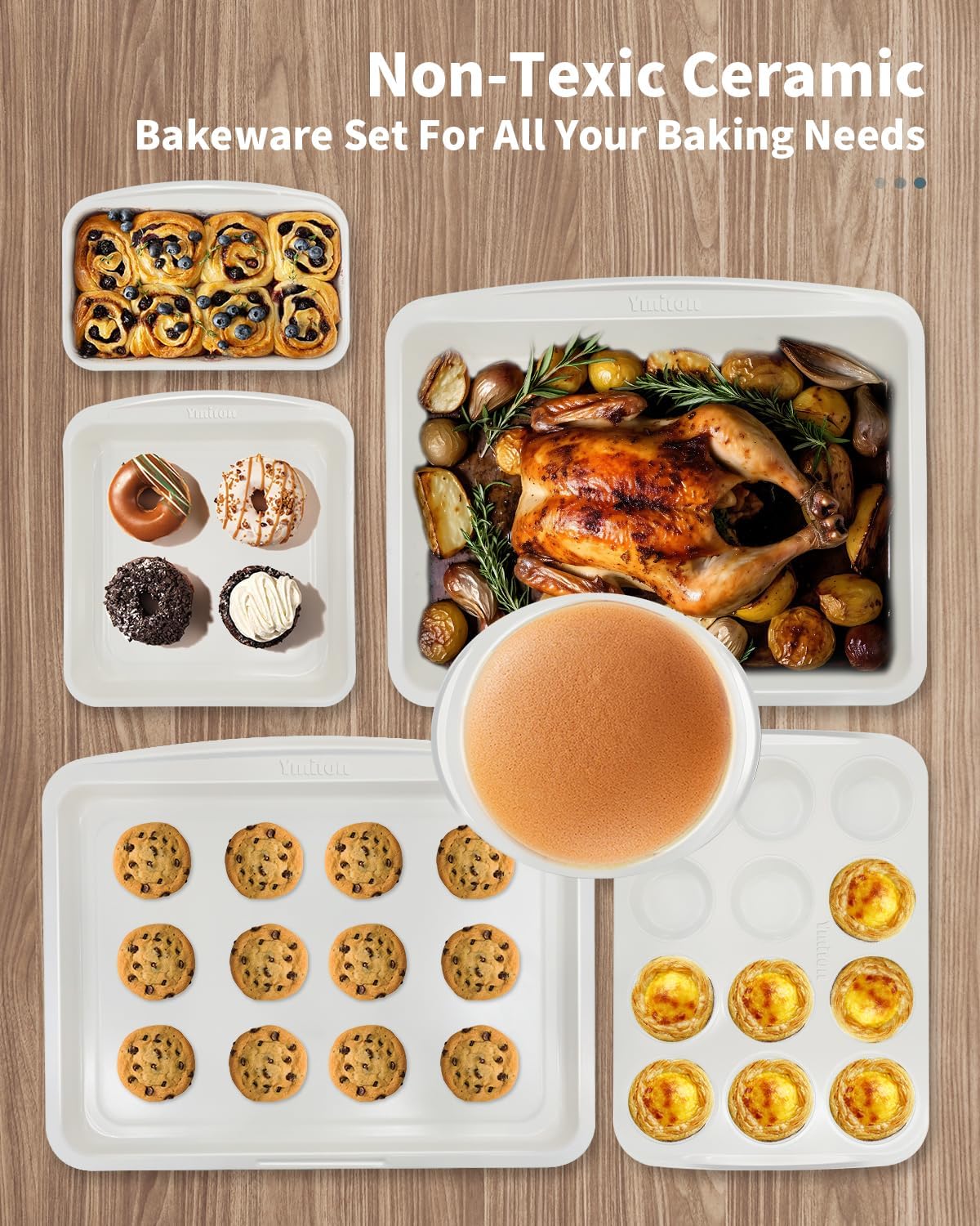 Ceramic Nonstick Baking Pans Set, Non Toxic 30 PCS Stackable Bakeware Sets, 550°F Oven Safe Baking Sheet & Pans, Warp-Free, Dishwasher Safe, PTFE/PFOA/PFOS-Free (Green)