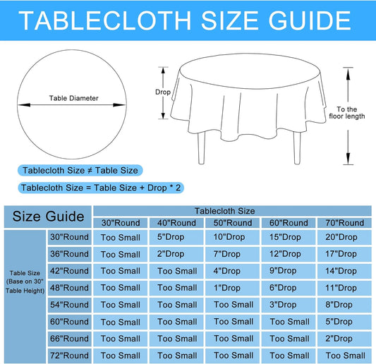 Hiasan Round Linen Tablecloth 50 Inch - Wrinkle and Stain Resistant Washable Polyester Fabric Table Cloth for Dining Room Kitchen Party, Grey