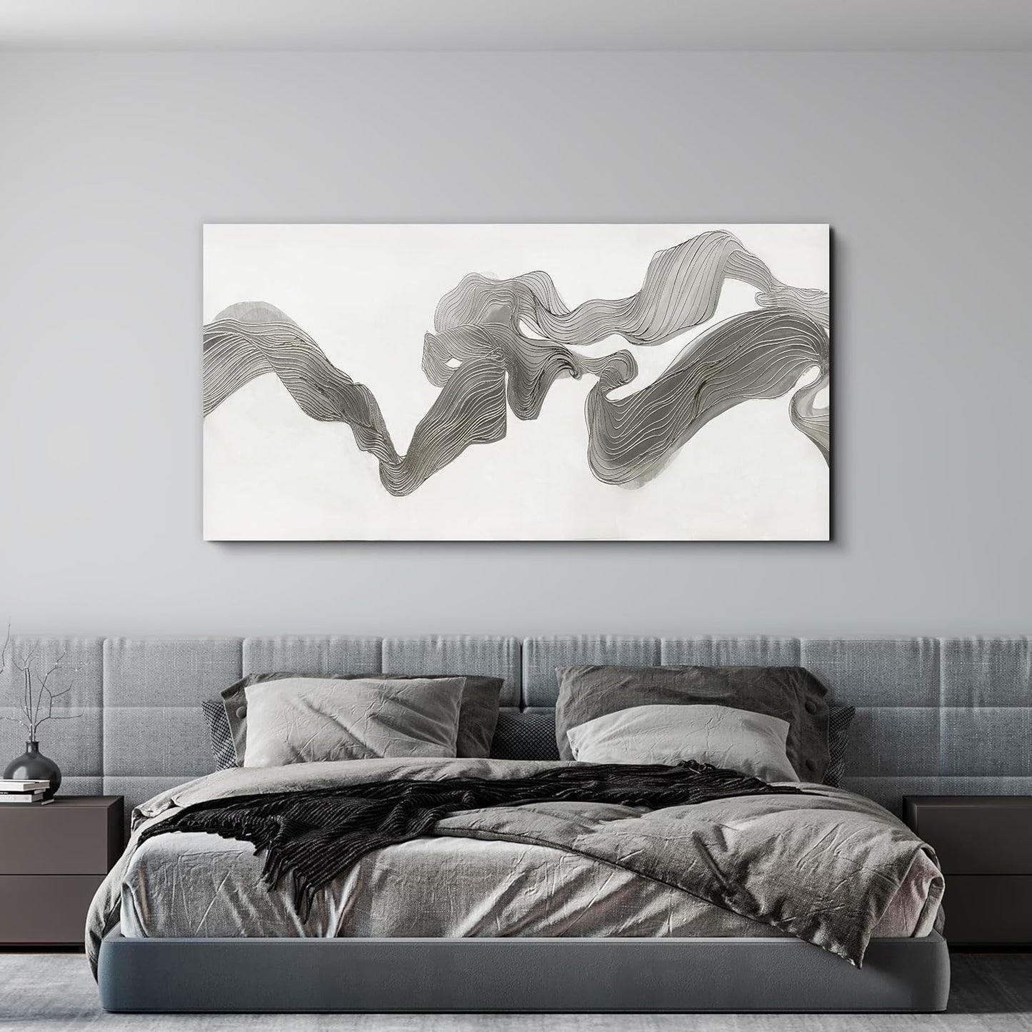Abstract Wall Art Decor Large Modern Wall Art Decorations Wall Art Pictures for Living Room Abstract Canvas Art Wall Decor Gray White Wall Art Prints Artwork for Walls Bedroom Office Decor 24" X 48"