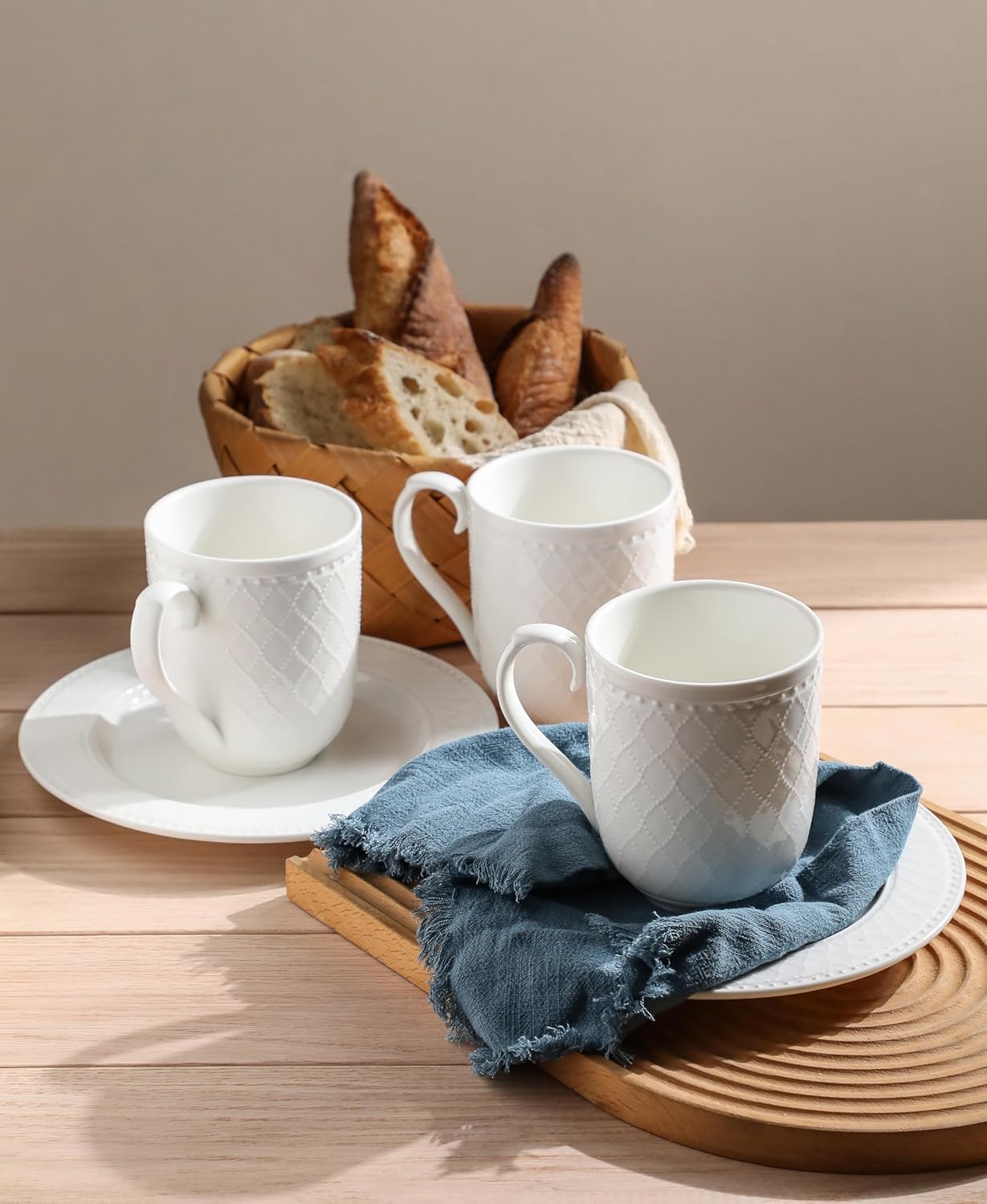 Kanwone Coffee Mugs 16oz, Ceramic Mugs Set, Porcelain Cups with Handle for Latte, Hot Tea, Cappuccino, Mocha, Cocoa, Housewarming Wedding Gift, Microwave and Dishwasher Safe, Set of 4, White