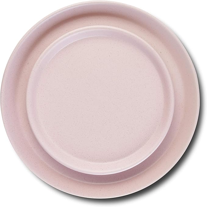 Stone Lain Albie Stoneware 16-Piece Modern Dinnerware Set, Kitchen Plates and Bowls Sets, Dish Set for 4, Pink