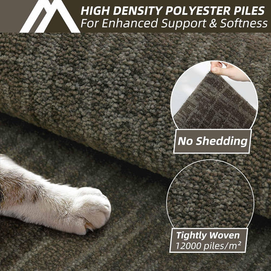 COSY HOMEER Kitchen Rugs Non Slip Washable 24"x36"+24"x60" Absorbent Soft Kitchen Mats for Floor Polyester Kitchen Runner Rug Sets of 2 Kitchen Floor Mats for Sink Mat,Hallway,Laundry,Brown