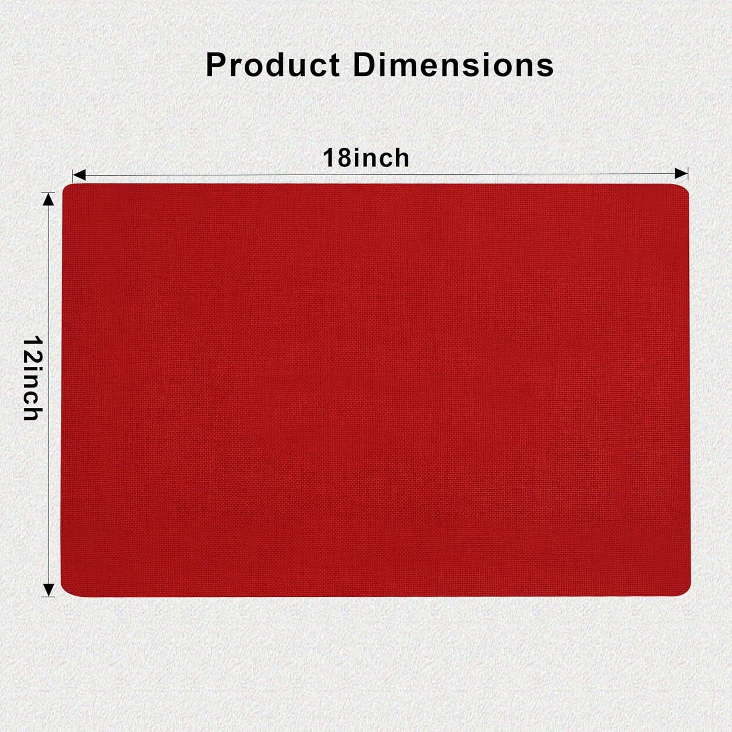 SLKQG Red Linen-Look Fabric Placemats Set of 8, Heat Resistant & Machine Washable Double-Layered Cloth Placemats for Dining Table, Indoor/Outdoor Use, Non-Slip Kitchen Table Mats (8, Bright Red)