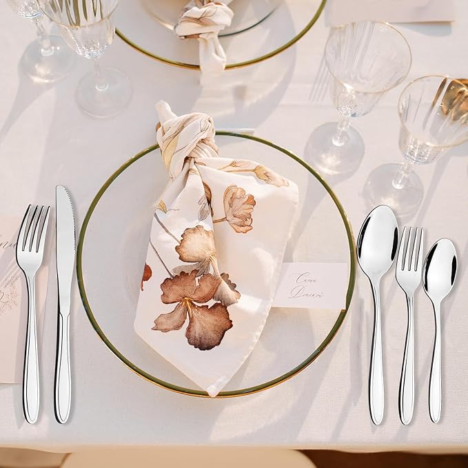 Hespama 60 Pieces Silverware Set Service for 12, Stainless Steel Kitchen Flatware