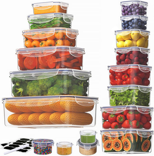 Taiuloo 18 Pack Airtight Food Storage Containers with Lids, BPA-Free Plastic Kitchen Fridge Organizer for Salad Fruit & Vegetable, Reusable Leakproof Meal Prep Lunch Boxes, Freezer & Microwave Safe
