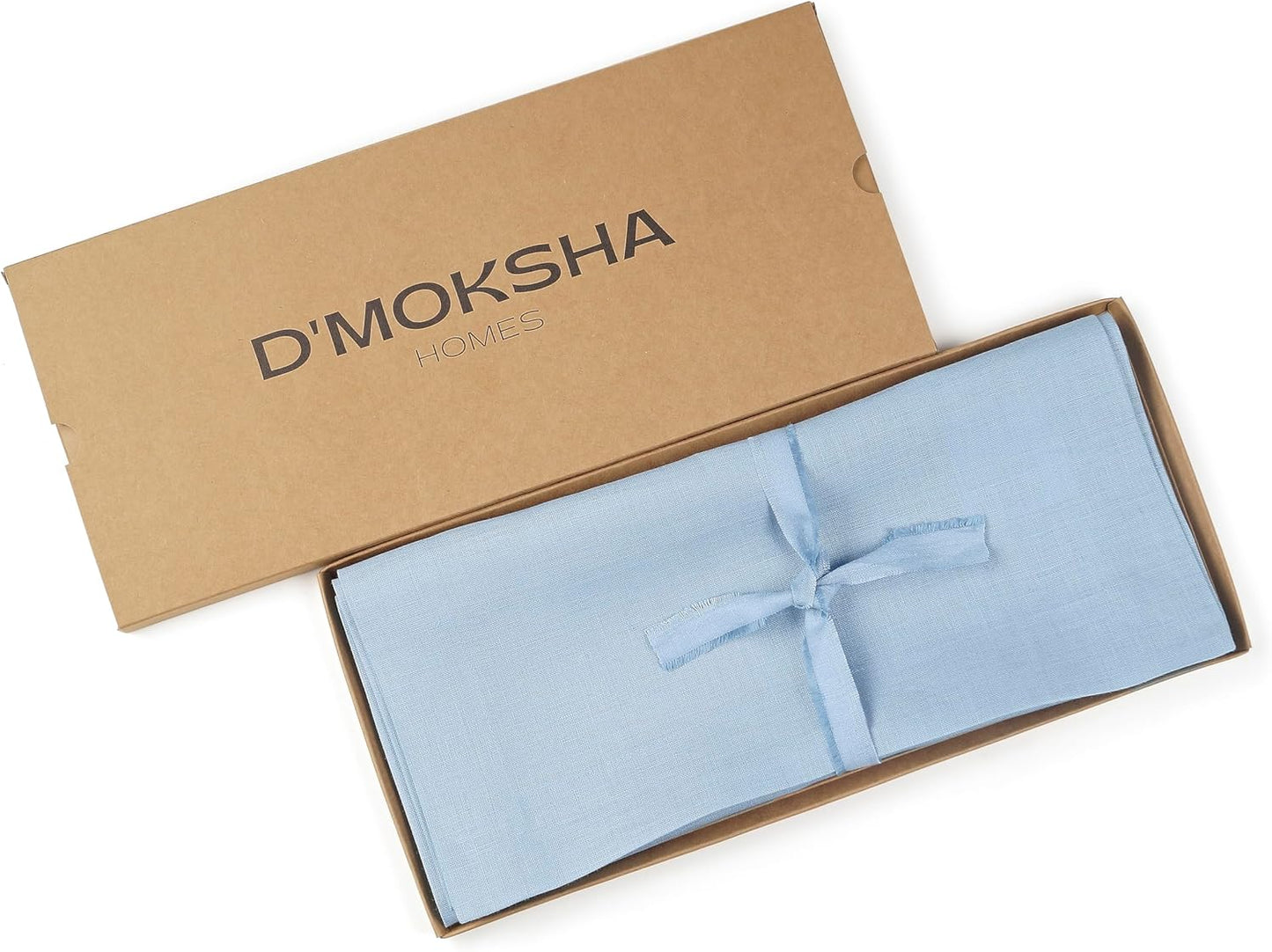 D'Moksha Homes Linen Powder Blue Table Runner 72 Inches Long - 100% Pure Linen 14 x 72 Inch Table Runner for Dining, Fall, Autumn and Halloween - Machine Washable
