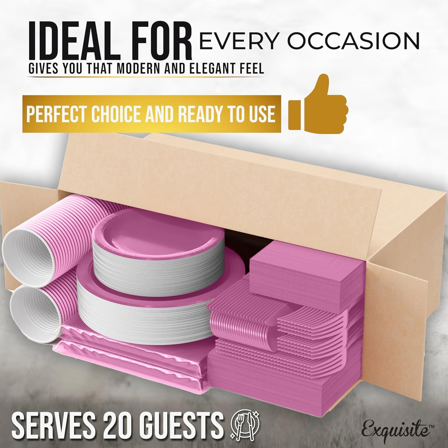 222 Pcs Hot Pink Paper Plates and Napkins Sets, Disposable Plates For Party, Lunch & Cocktail Napkins Paper, 18oz Plastic Cups, Cutlery and Hot Pink Table cloth Plastic Dinnerware Set