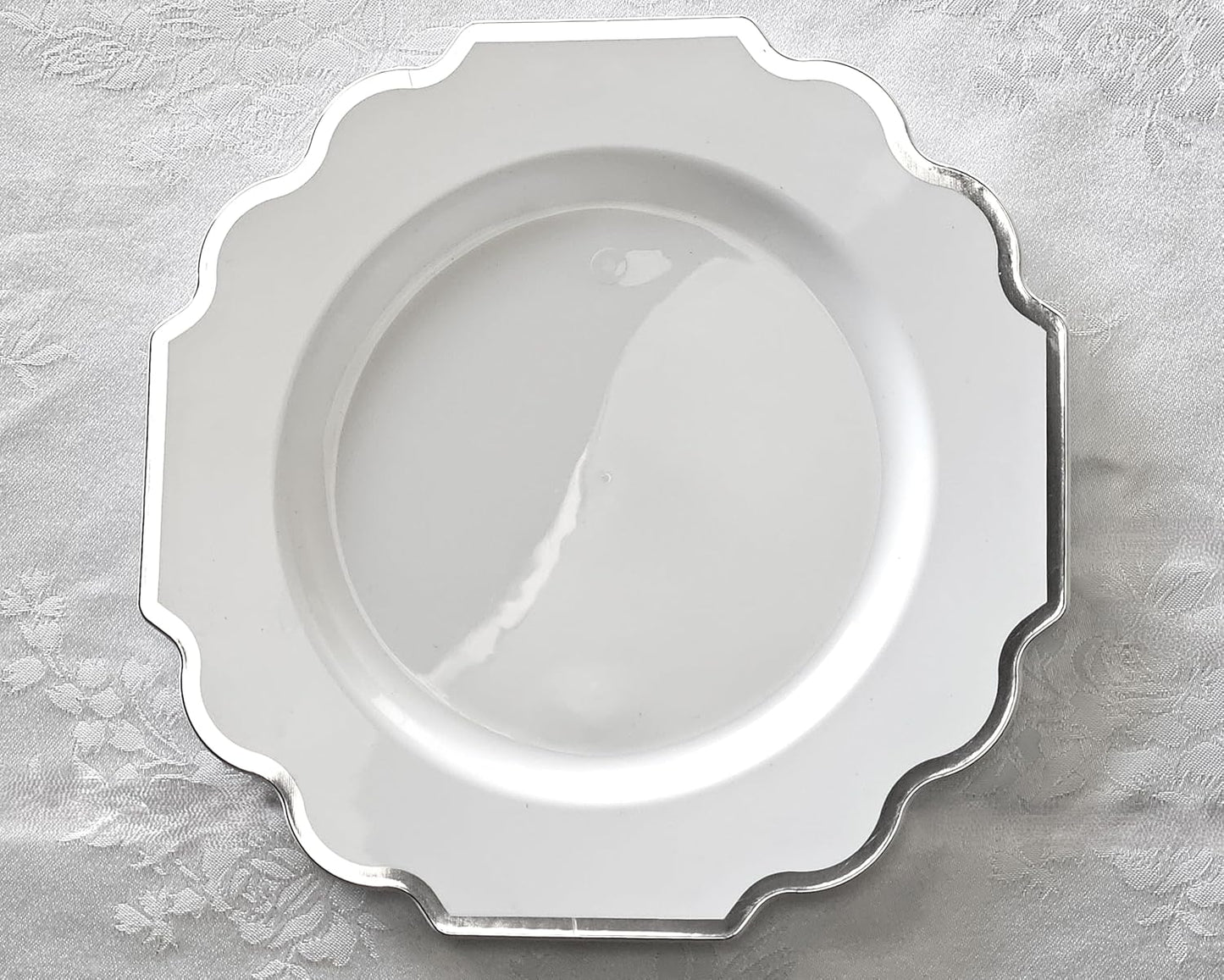 " OCCASIONS " 80 Plates Pack,(40 Guests) Heavyweight Wedding Party Disposable Plastic Plates Set -40 x 10.5'' Dinner + 40 x 8'' Salad/Dessert Plate (Imperial in White & Silver Rim)