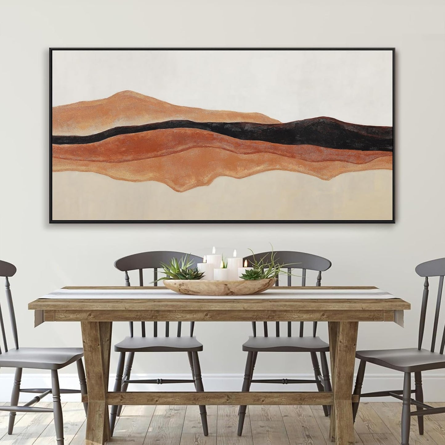 QSQ Large Abstract Wall Art For Living Room Decor Red Brown White Wall Art Painting Prints Minimalist Abstract Art Canvas Art Wall Decor Pictures For Bedroom Kitchen Office 29" × 58" Whit Framed