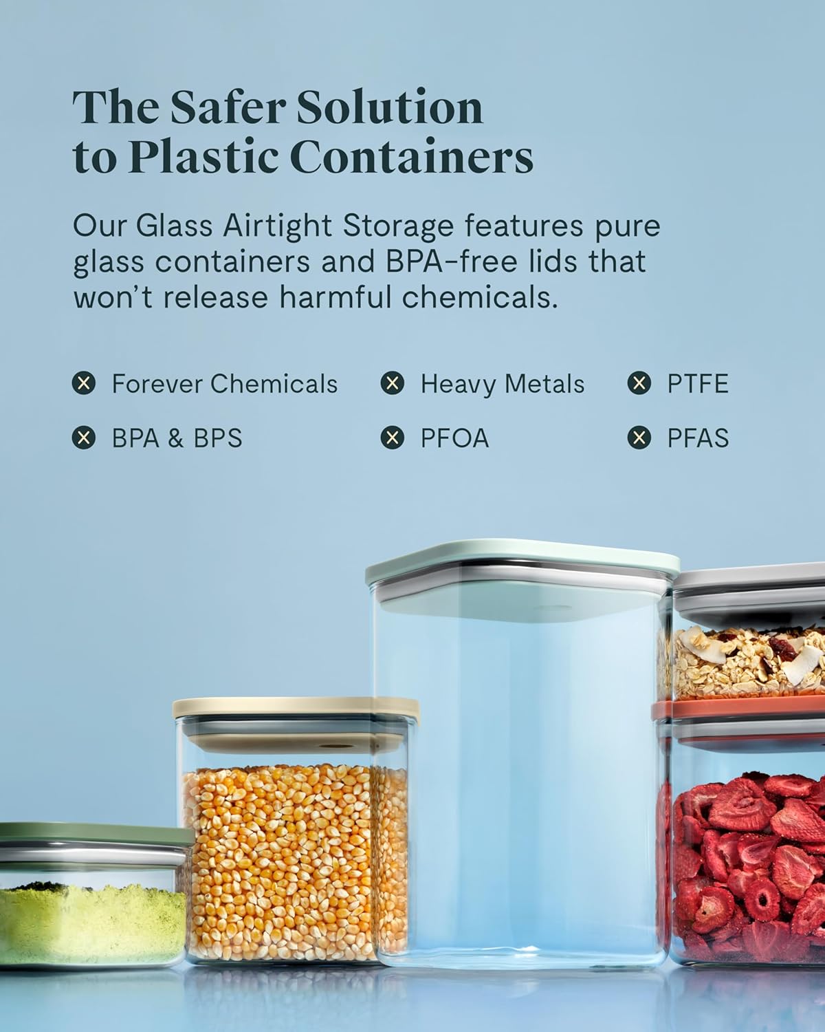 Caraway 14-Piece Glass Airtight Food Storage Containers with Lids – Non-Toxic, BPA-Free Kitchen Storage Containers – Stackable, Space-Saving Airtight Containers for Dry Goods and More - Navy