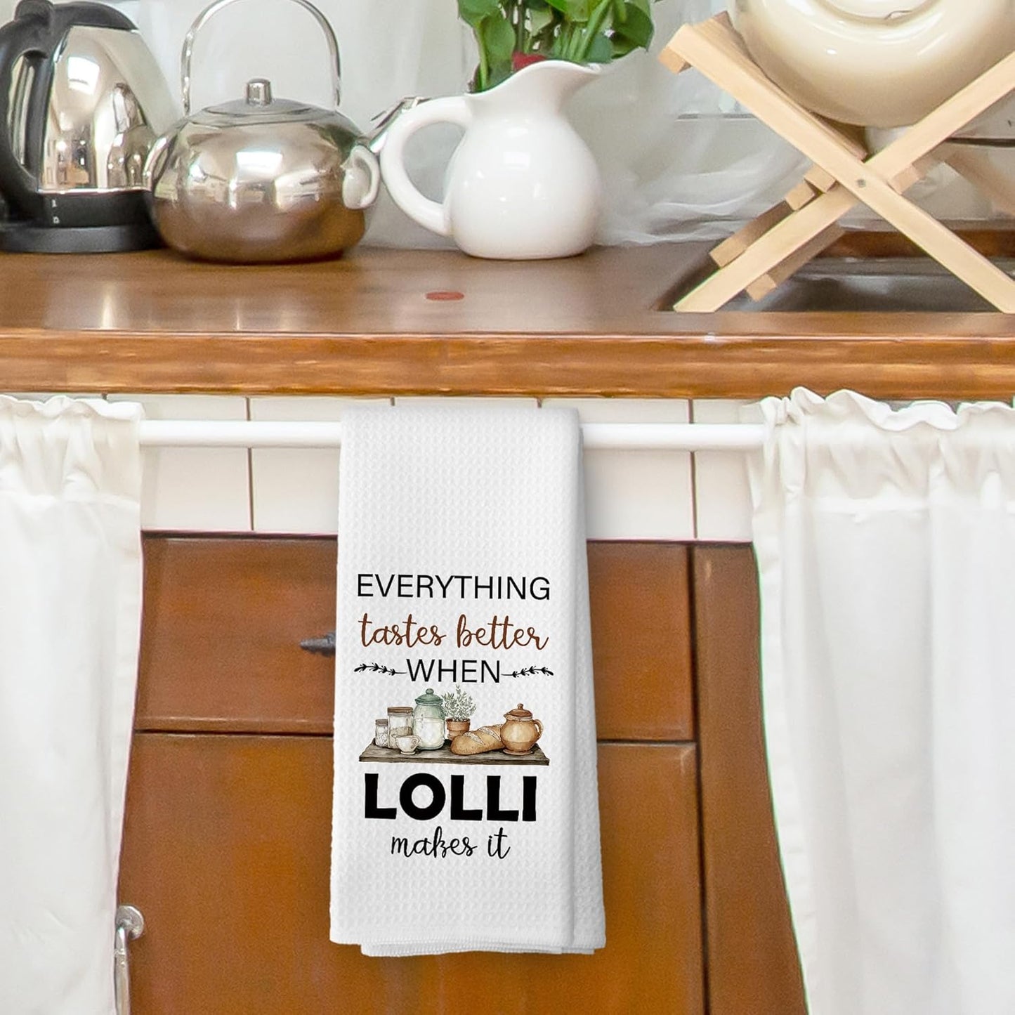 Lolli Gifts Kitchen Dish Towels, Grandma Grandmother Gifts for Lola Women from Grandsons Grandchildren, Watercolor Cooking Utensils Hand Towels Kitchen Tea Towels Decorations, 16x24inch