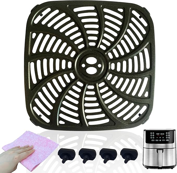 8QT Air Fryer Grill Plate for Gourmia GAF838 Digital Air Fryers, Upgraded Double Layer Nonstick Coating Air Fryer Grill Pan Crisper Tray Grate for Gourmia 8QT Air Fryer, Dishwasher Safe