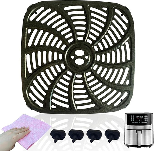 8QT Air Fryer Grill Plate for Gourmia GAF838 Digital Air Fryers, Upgraded Double Layer Nonstick Coating Air Fryer Grill Pan Crisper Tray Grate for Gourmia 8QT Air Fryer, Dishwasher Safe