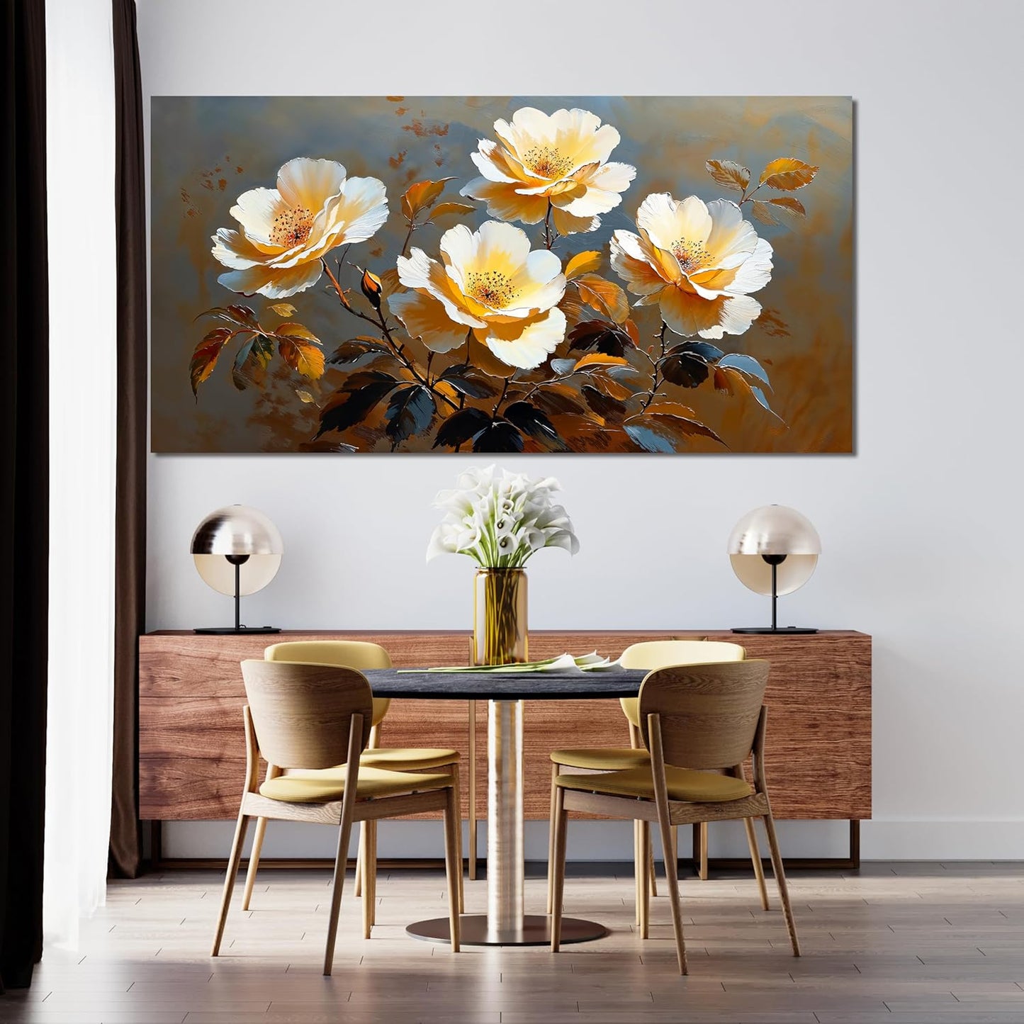 Canvas Wall Art Decor Wall Art Picture for Living Room Canvas Art Wall Decor Vintage Botanical Wall Art Prints Large Flowers Wall Art Decorations Artwork for Walls Bedroom Office Home Decor 24" X 48"