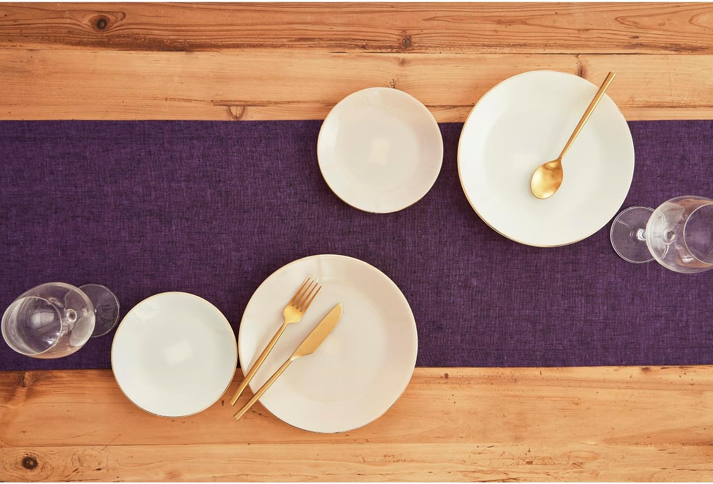 Solino Home Linen Table Runner 132 Inches Long - Athena, 100% Pure Linen Grape 14 x 132 Inch Table Runner for Dining, Thanksgiving