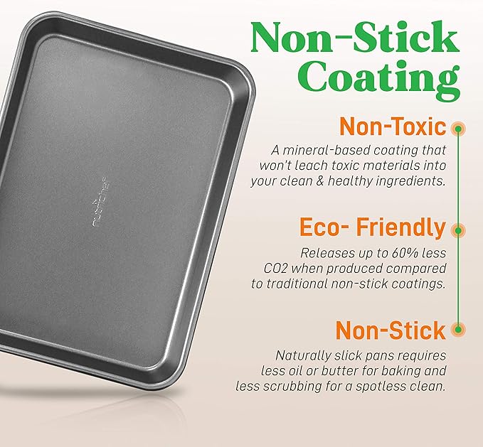 NutriChef 2-Piece Nonstick Cookie Sheet Baking Pan Set - Premium Bake Trays w/ Sleek Non-Stick Coating PFOA, PFOS, & PTFE Free - Large (15"x11") & Medium (13"x9") - Dishwasher Safe