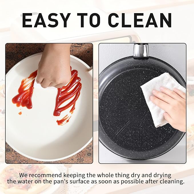 Ceramic Cookware Set 9 Pcs Pots and Pans Set with Detachable Handles Cooking Pan Saucepan Set Skillet Healthy Induction Cookware Oven Safe Dishwasher RV Kitchen Black