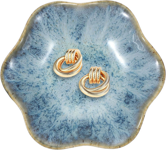 uxcell 1Pcs Ceramics Jewelry Plate, Lotus Leaf Shape Key Holder Bowl for Entryway Table Decor Small Ring Tray Dish Gift for Women Girlfriend, Cold Ash