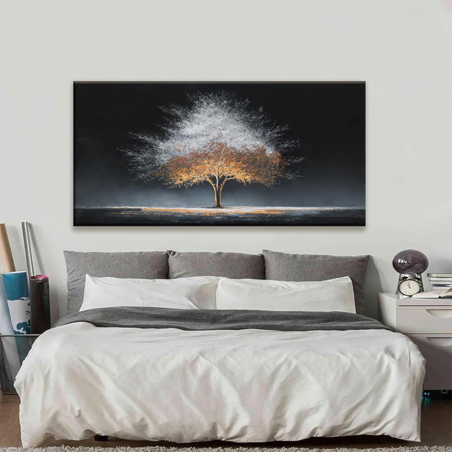 Large Canvas Wall Art For Living Room Home Wall Decor Burning Gray Tree Of Life Wall Art Decor Modern Artwork Abstract Art Prints Bedroom Kitchen Office 29x58 Inch Canvas Prints