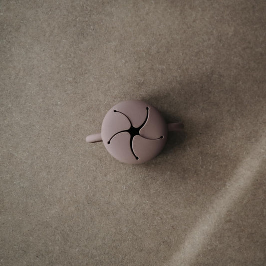 mushie Silicone Snack Cup | Spill Proof Food Container for Toddler and Baby (Cloudy Mauve)