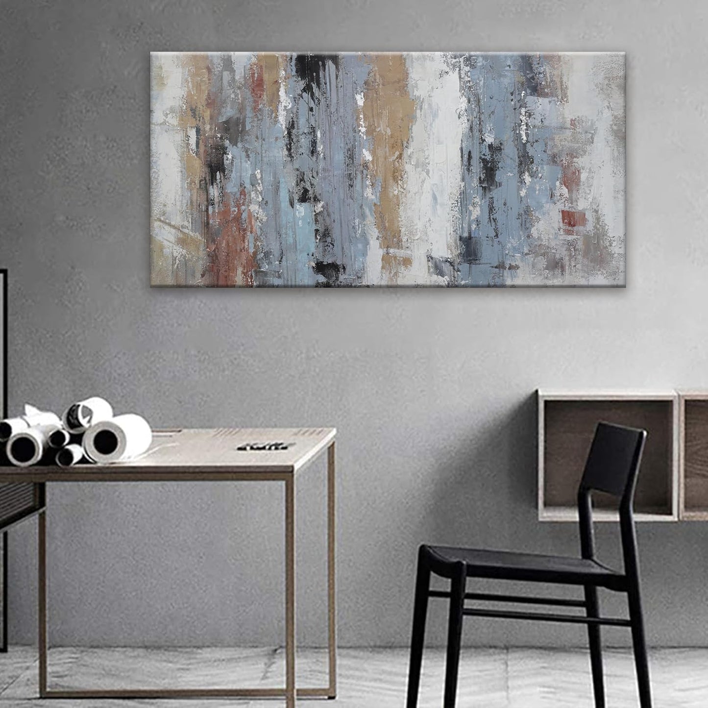 YISXINOAG Colorful Abstract Canvas Art Wall Decor Painting Home Wall Decor 20x40 Inch Decorations Blue Brown And White Wall Art Office Decor Colorful Canvas Picture Artwork For Bedroom Kitchen