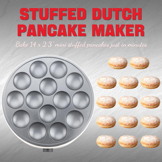 Mini Pancakes Maker Machine with 14 Larger & Deeper Grooves, Electric Mini Pancake Pan, Aebleskiver Pan, Ebelskiver Pan, Browning Controllable, White
