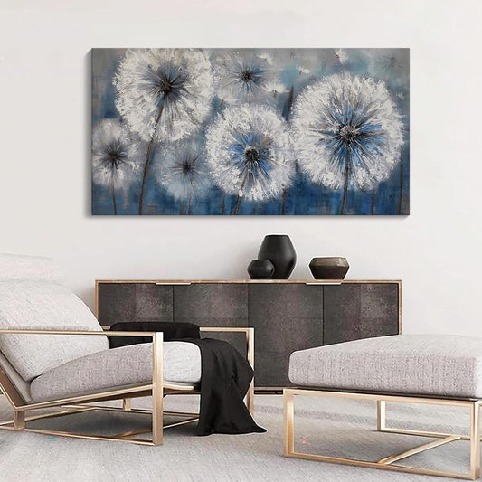 Dandelion Painting Wall Art Canvas Print Picture for Living Room Large White Flower Flora Home Bedroom Decoration Modern Framed Artwork Decor, 20x40
