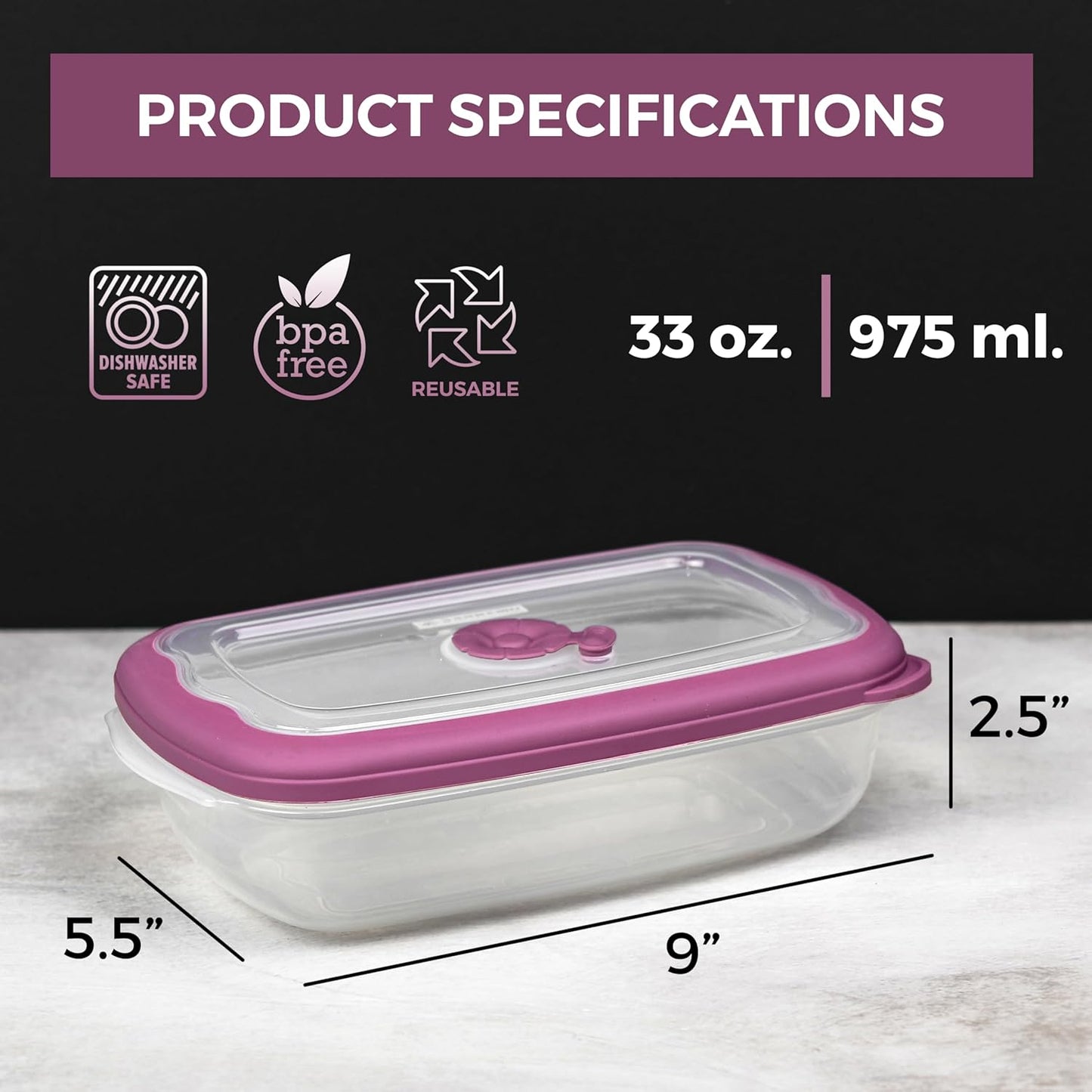 Tribello Freezer To Microwave 8-Piece Leak-Proof Meal Prep Containers Reusable, 33 Oz Food Storage Containers With Lids and Steam Vents, Airtight On The Go Lunch Containers, Dishwasher Safe, BPA-Free