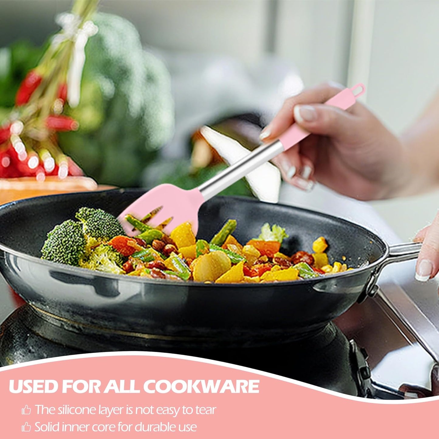 HaWare 29 PCS Silicone Cooking Utensils Set, Heat Resistant Kitchen Utensils Set with Stainless Steel Handle, Spatula Sets with Holder and Hooks, Kitchen Tools Gadgets for Nonstick Cookware -Pink