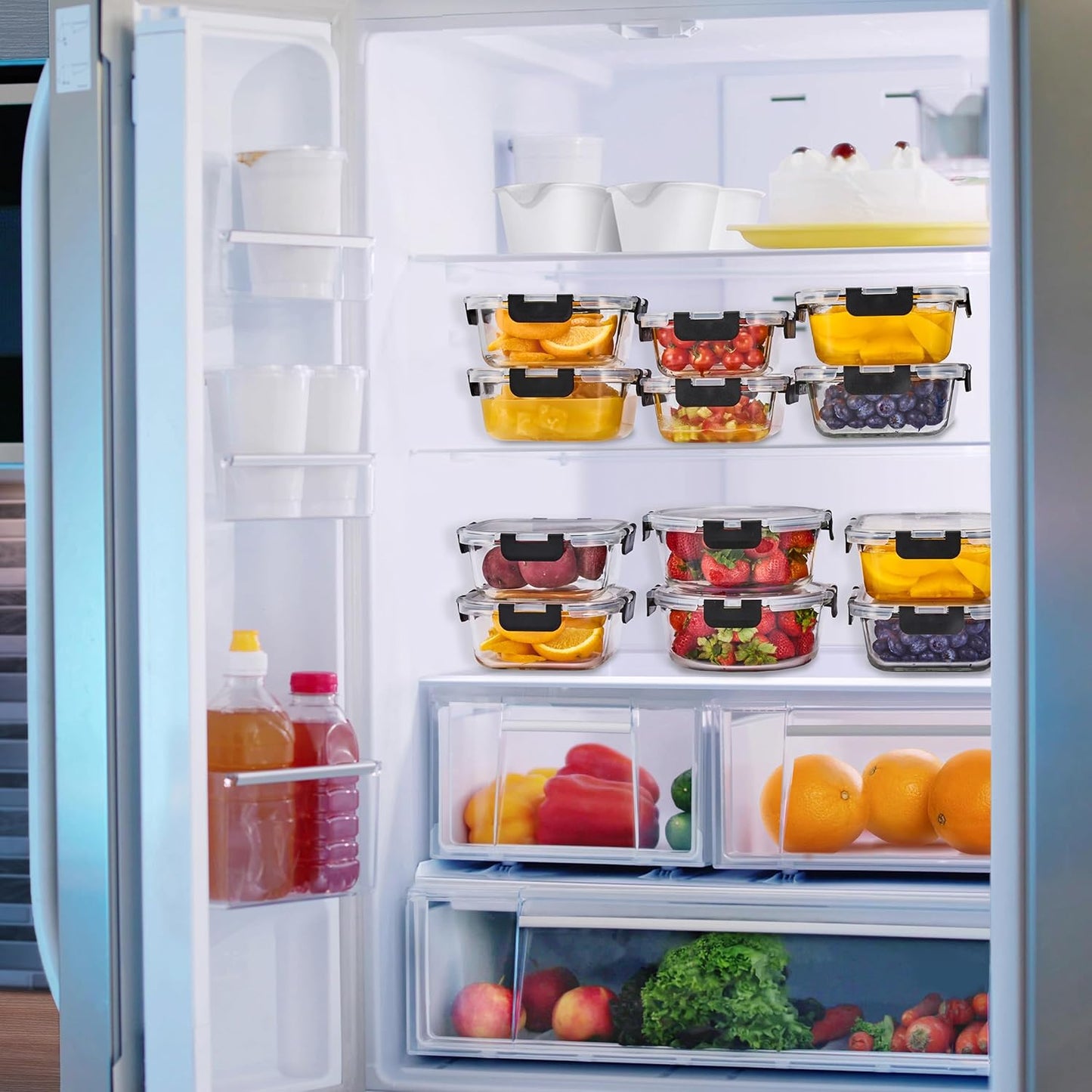 Sorbus 16pc (8 Rectangular 35oz Food Storage Containers and 8 Airtight Lids) – 4.4 Cup Glass Meal Prep Containers, Dishwasher, Freezer, and Oven Safe – Reusable Glass Food Containers for Meal Prep