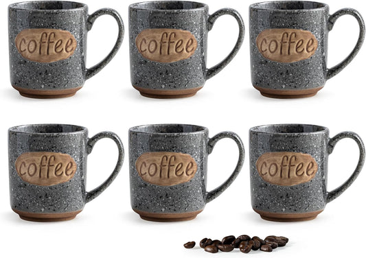 LYEOBOH Espresso Cups, Coffee Cups, Tea Cup - 3 oz Grey Ceramic Set of 6, Mini Coffee Mugs, Demitasse Cups, Espresso Shot, Microwave Dishwasher Safe, Ceramic Mugs, Perfect for Daily Use & Tea Time
