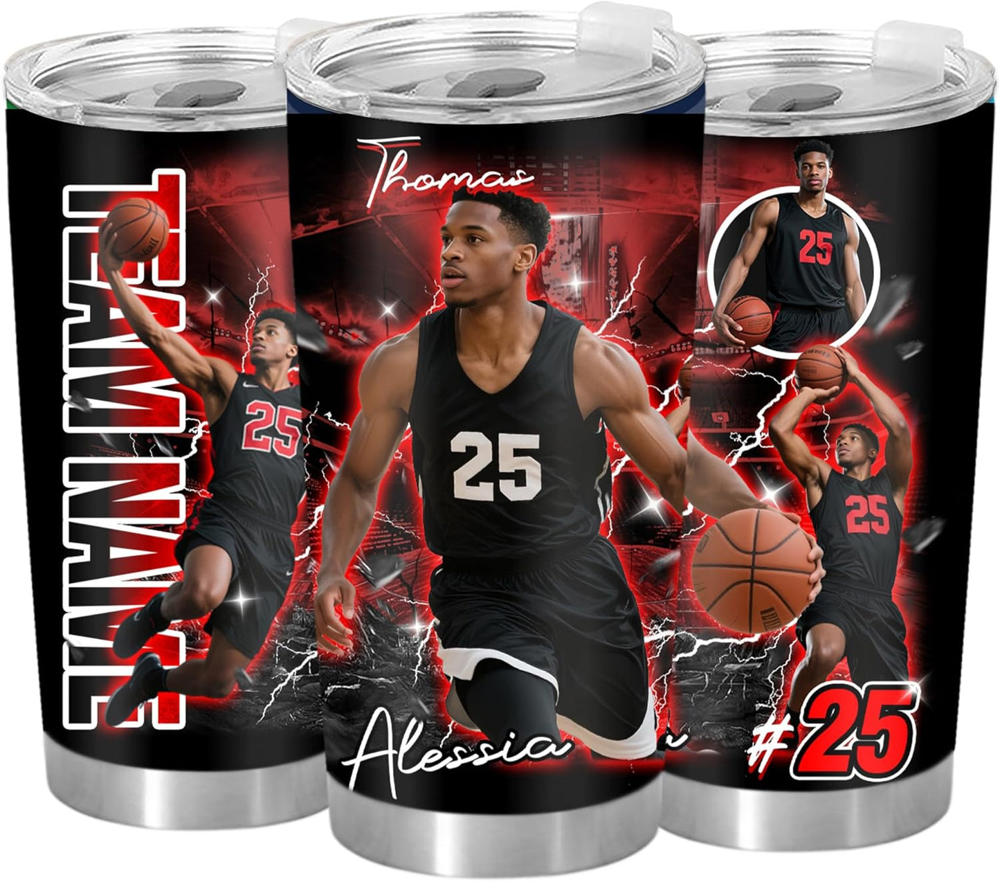 YESCUSTOM Personalized Tumbler With Photos For Basketball Lover Boyfriend Stainless Steel Travel Mug Insulated