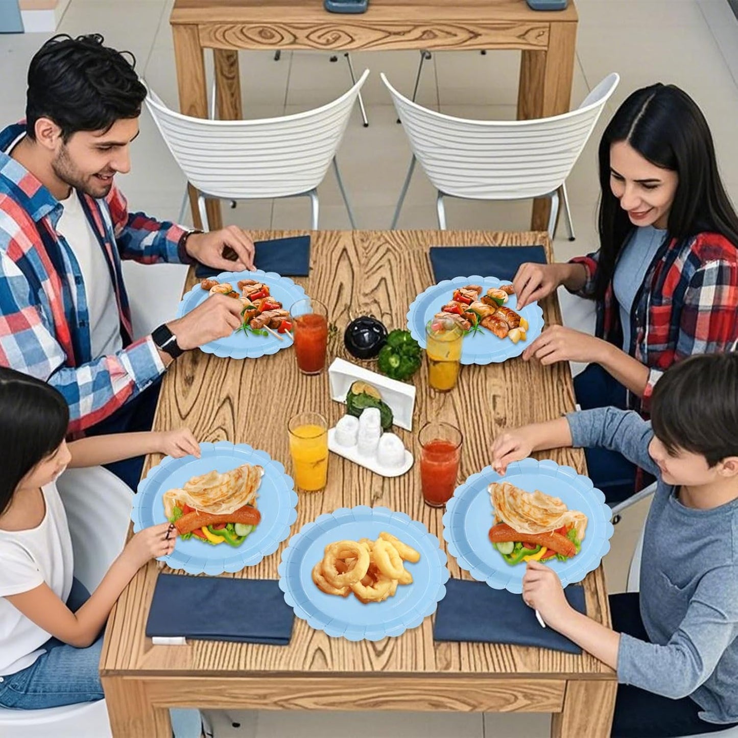 50Pcs Light Blue Paper Plates Blue Party Supplies 9 Inch Disposable Dessert Plates Birthday Party Plates for Valentines Tea Party Baby Shower Wedding Graduation Picnic BBQ