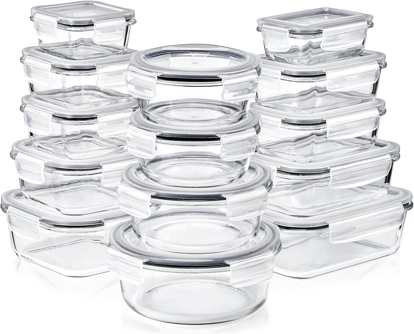 Sorbus Glass Meal Prep Containers, Dishwasher and Oven Safe Reusable Meal Prep Containers, Freezer Safe Glass Food Storage Containers with Airtight Lids