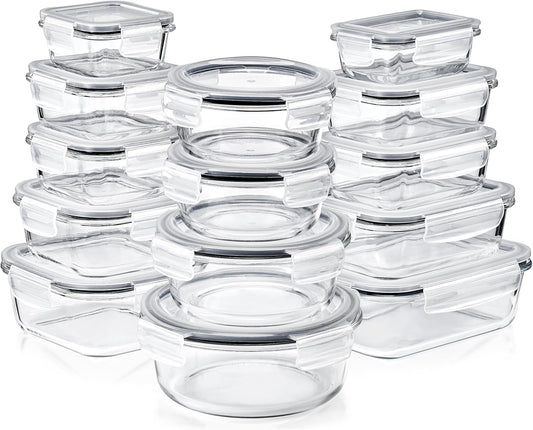 Sorbus Glass Meal Prep Containers, Dishwasher and Oven Safe Reusable Meal Prep Containers, Freezer Safe Glass Food Storage Containers with Airtight Lids
