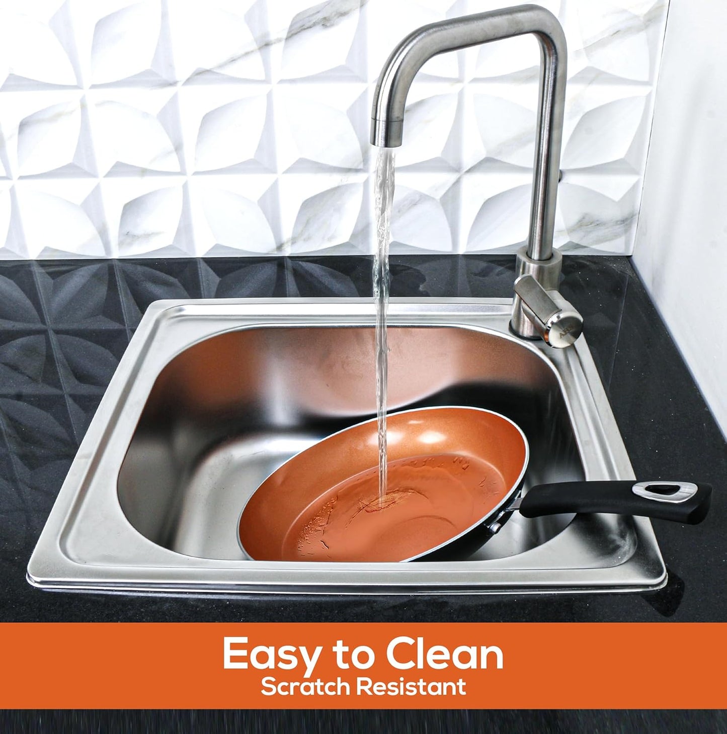 Utopia Kitchen Nonstick Cookware 3 Piece Set, Non-Stick Frying Pans with Induction Bottom, 8, 9.5 & 11 Inches Frying Pans with Bakelite Handles, PFOA Free, Grey & Copper