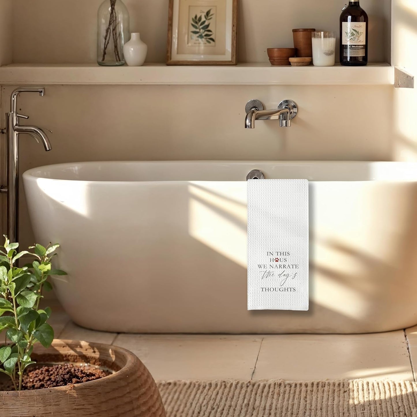 Dog Gifts Kitchen Towels - in This House We Narrate The Dog's Thoughts, Decor Kitchen Towels,Hand Towels, Dish Towels for Kitchen, Gifts for Dog Lovers (16×24 Inches)