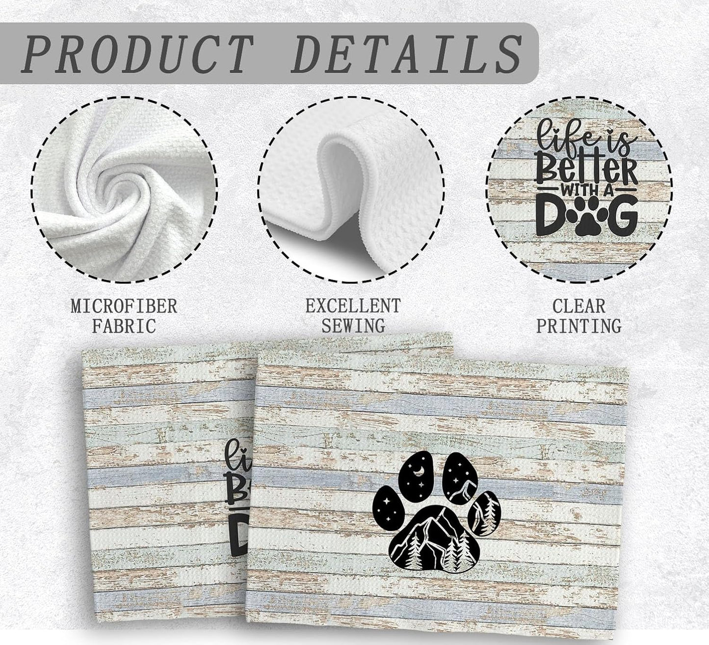 Dog Towel - Life is Better with A Dog Kitchen Towels & Dishcloths Set of 2, 1624 Inches