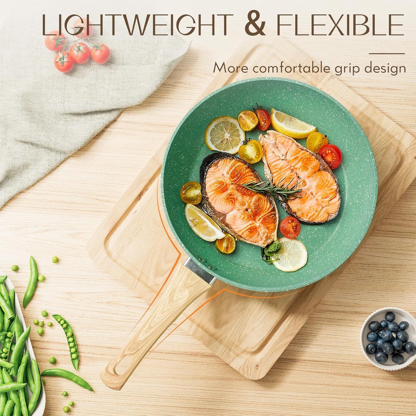 Innerwell Nonstick 11 Inch Skillet, Aluminum, Ergonomic Handle, Non-Toxic, Safe, Healthy, Easy Clean, Suitable for All Stovetops