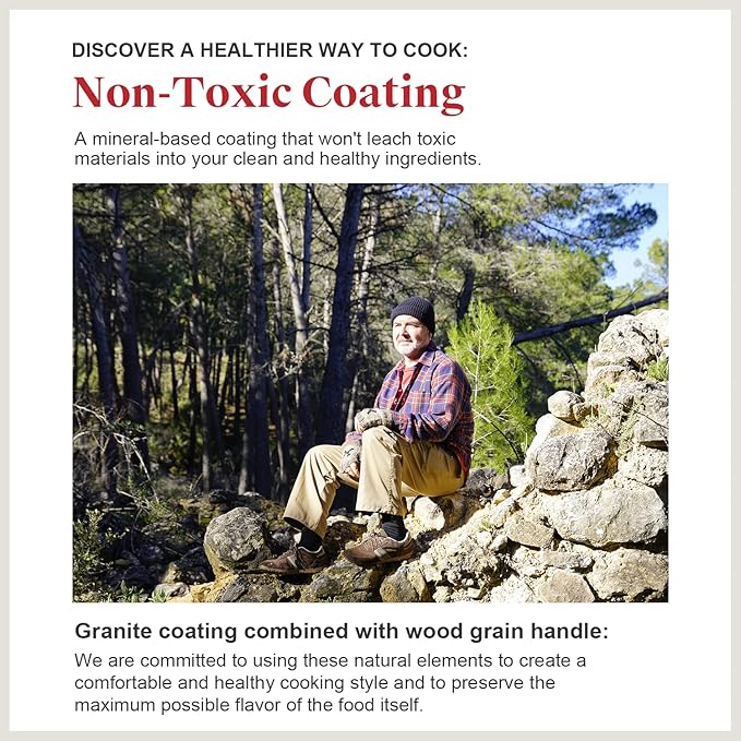 Caannasweis Nonstick Granite Frying Pan Skillet, Non Stick Omelette Frying Pans, Omelet Egg Pan, Stone Cookware Chef's Pan, Induction Compatible, PFOA Free (Gray, 8 Inch)