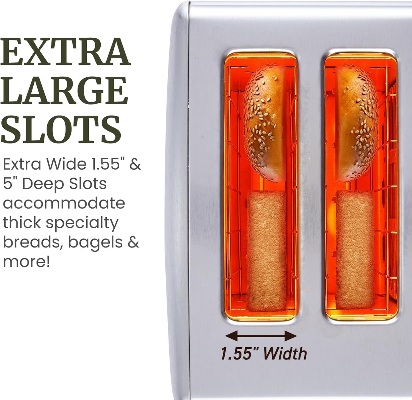 Elite Gourmet ECT2899 LCD Touch Toaster, 2 Extra-Wide Slots, 6 Toast Shades, 6 Preset Menus Including Bagel Waffle Gluten-Free, Defrost Reheat Cancel Functions, Stainless Steel