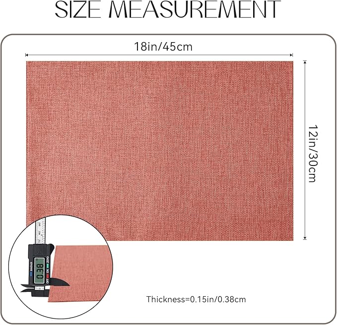 Romanstile Cloth Placemats Set of 4-12 x 18 Inch, Heat Resistant Double Layered Thickened Burlap Fall Place Mats, Washable Faux Linen Farmhouse Table Mats for Kitchen/Dining/Party/Outdoor, Orange