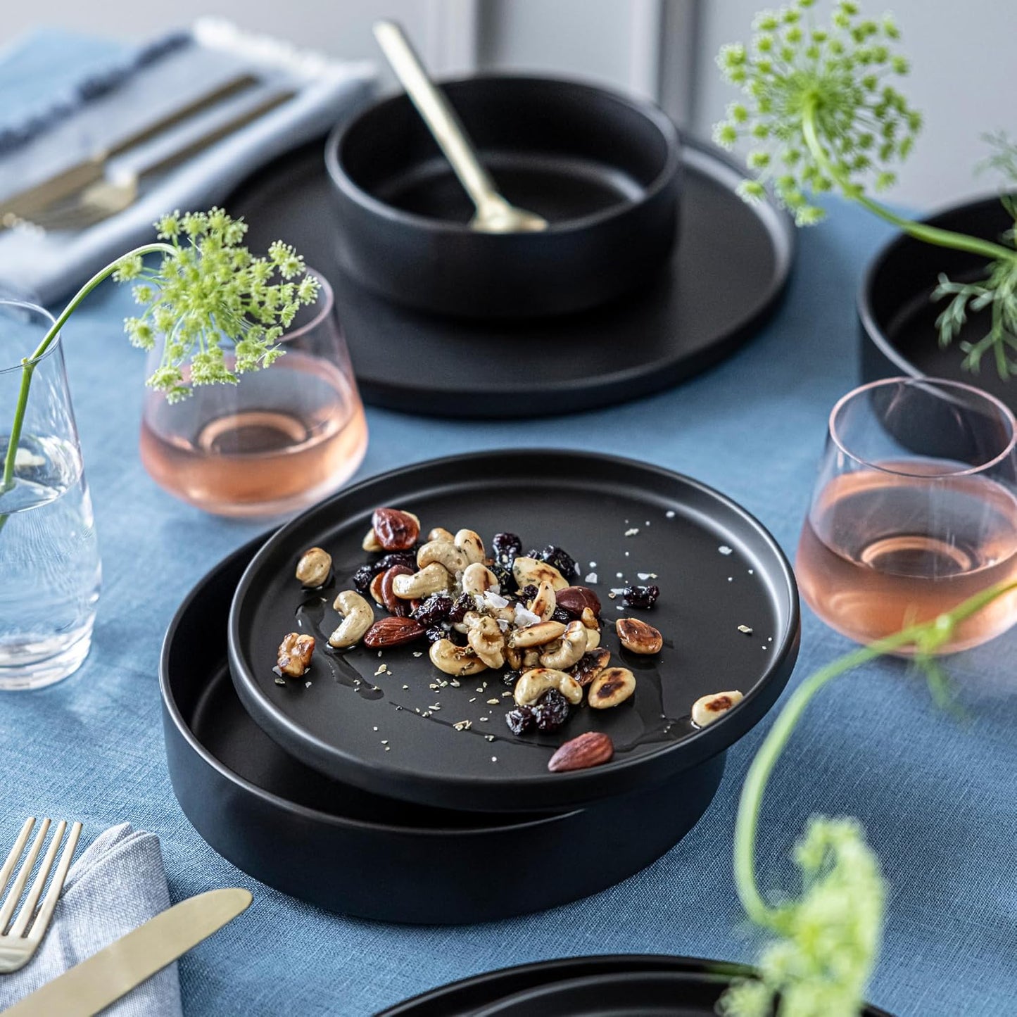 over&back 13oz Modern Glassware - Set of 4 Contemporary Stemless Drinking Glasses for Parties, Get-togethers, and More - Mouth-Blown - Wine Cups for Kitchen and Dining Room - Clear