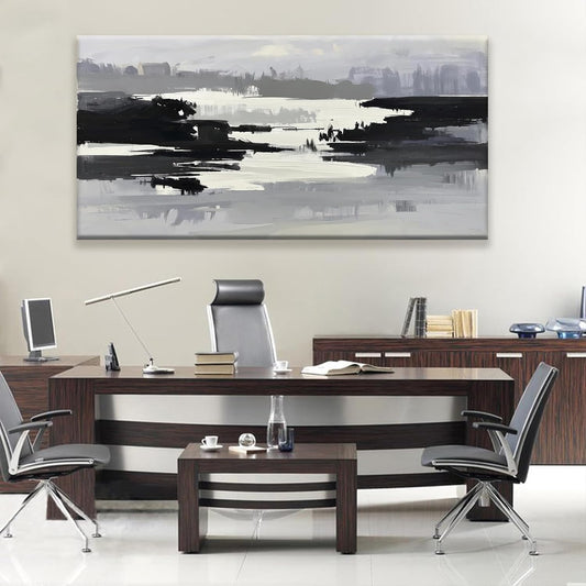 Abstract Wall Art Canvas Art Wall Decor For Living Room Decorations Large Black And Grey Abstract Wall Decor Office Abstract White Wall Art For Home Bedroom Kitchen Artwork 29x58 Inch