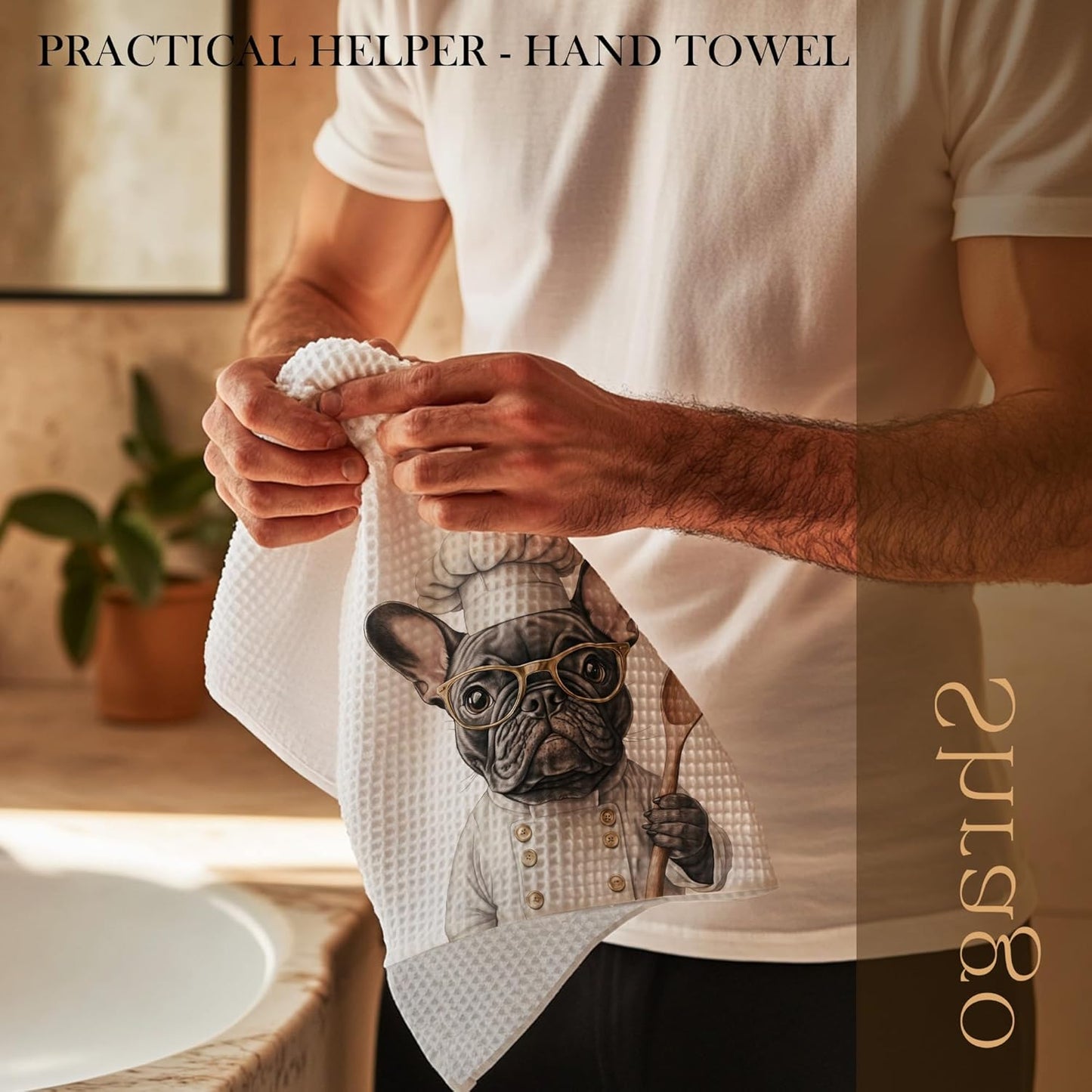 Funny French Bulldog Dog Kitchen Towels, French Bulldog Gifts for Women Dish Tea Towels for Kitchen, Dog Lovers Mom Dad Owner Gifts Decorative Hand Towels, 16x24 Inch
