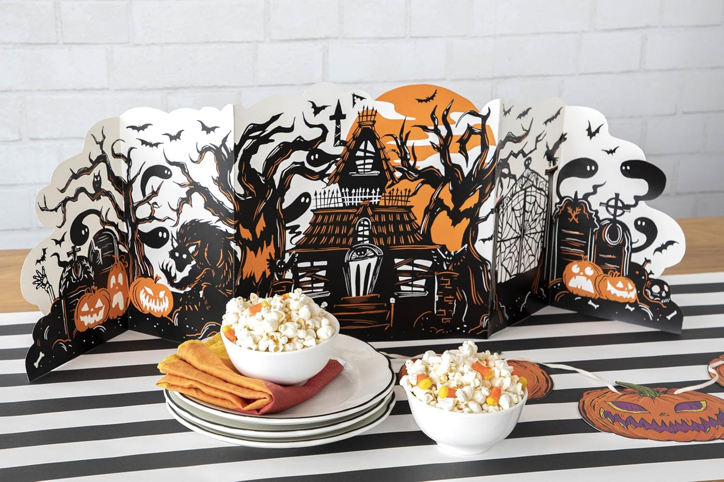 Black and White Striped Paper Table Runner - 25' Long x 20" Wide