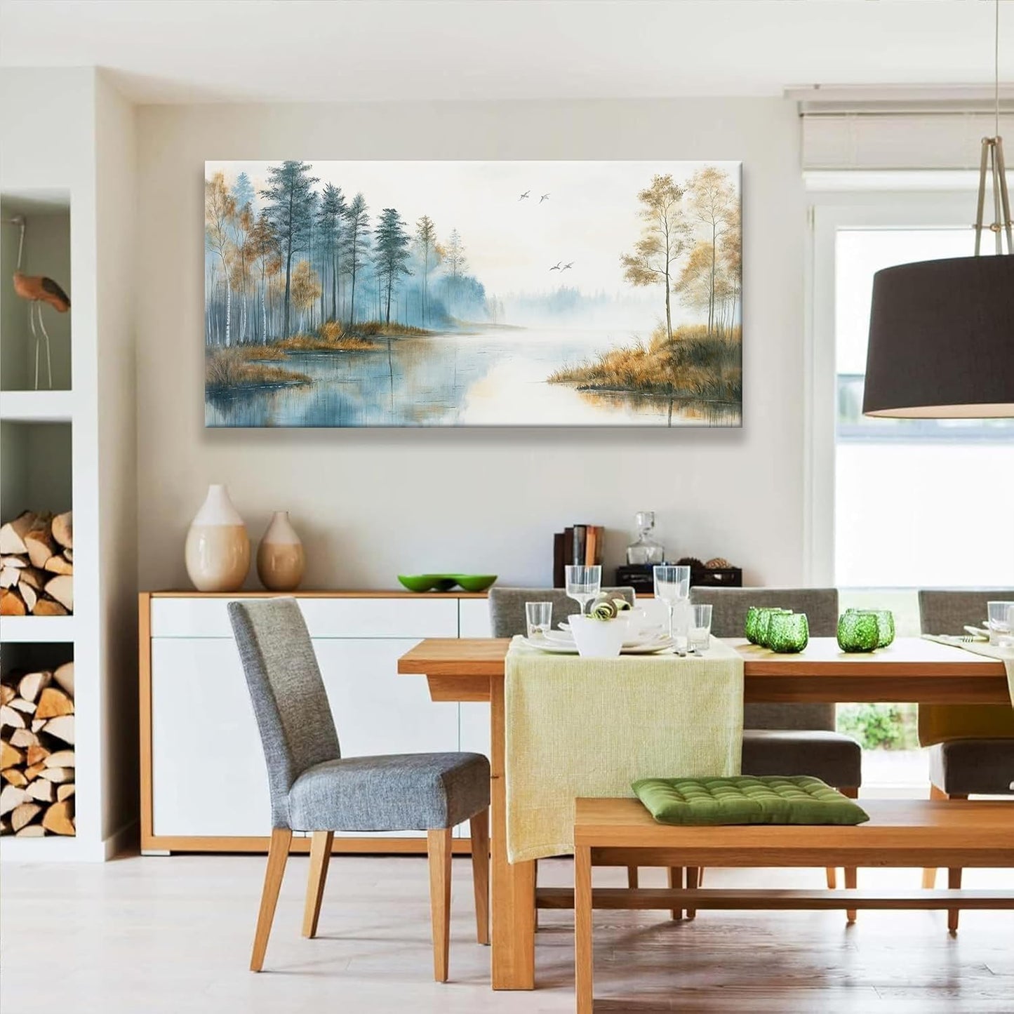 Suconvng Forest Tree Wall Art For Living Room Canvas Wall Art Decor Landscape Prints Painting Modern Print Poster Artwork Wall Painting Bedroom Kitchen Home Wall Decoration 24"X48"