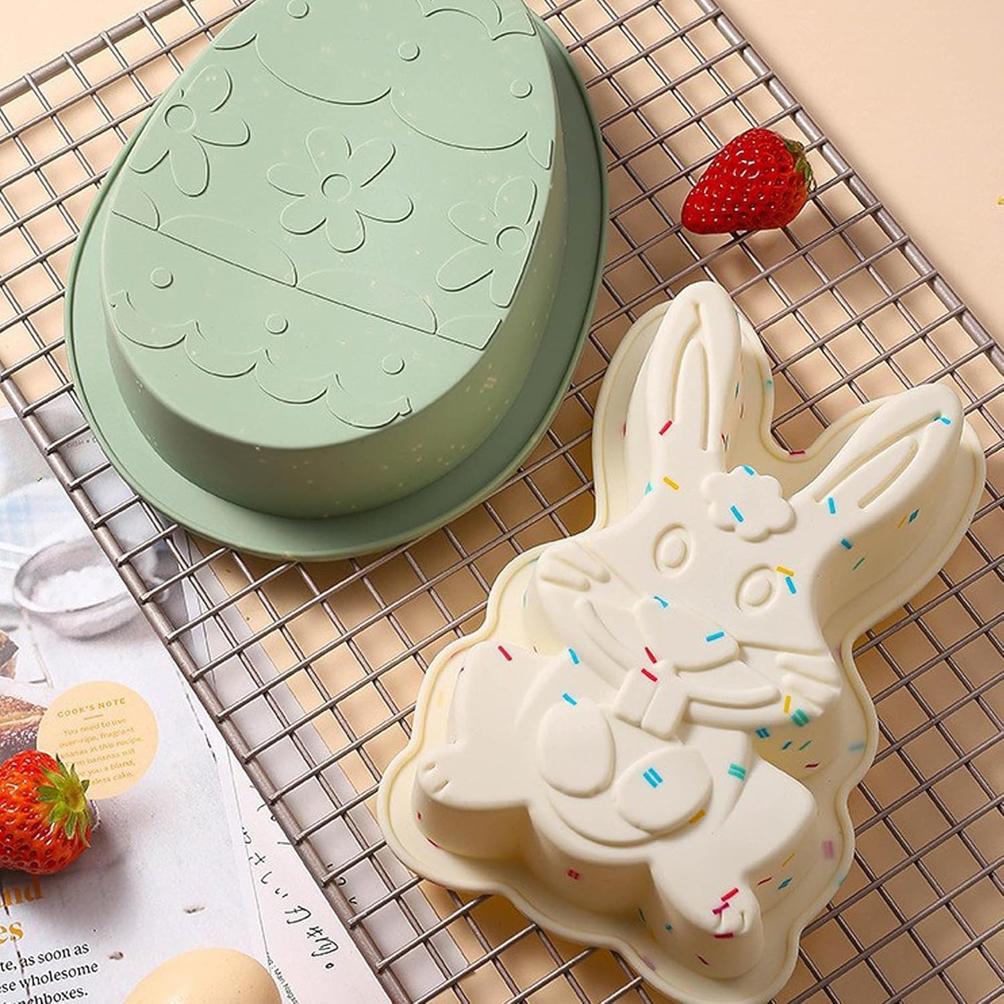 Easter Bunny Cake Pan Ornamental Egg Cake Pan Silicone Mold for Chocolate Candy Soap Candle Making DIY