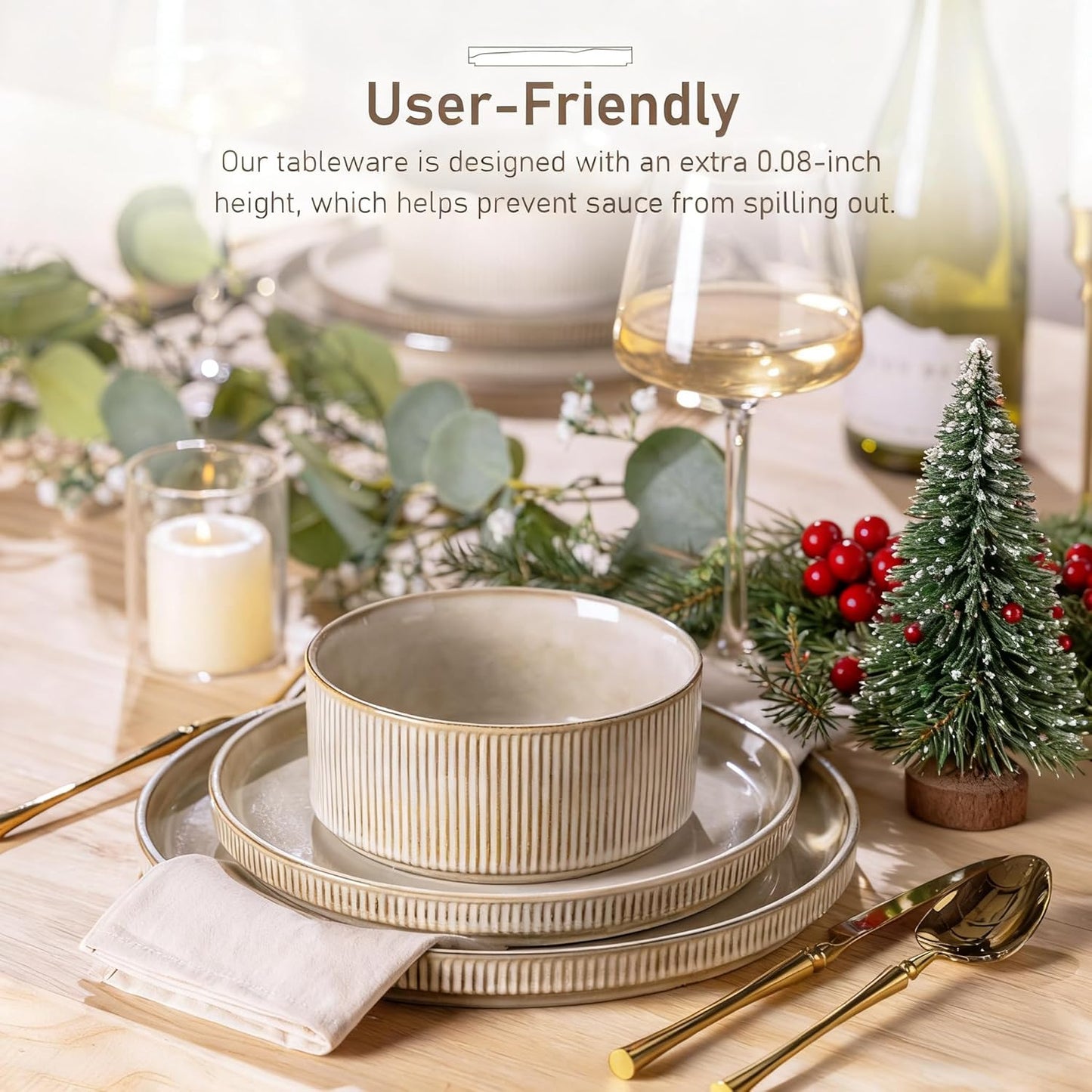 GBHOME Stoneware Dinnerware Sets for 6,Round Reactive Glaze Ceramic Plates and Bowls Set,Highly Scratch Resistant | Dishwasher & Microwave Safe Dishes Set,Service for 6(18Pcs)