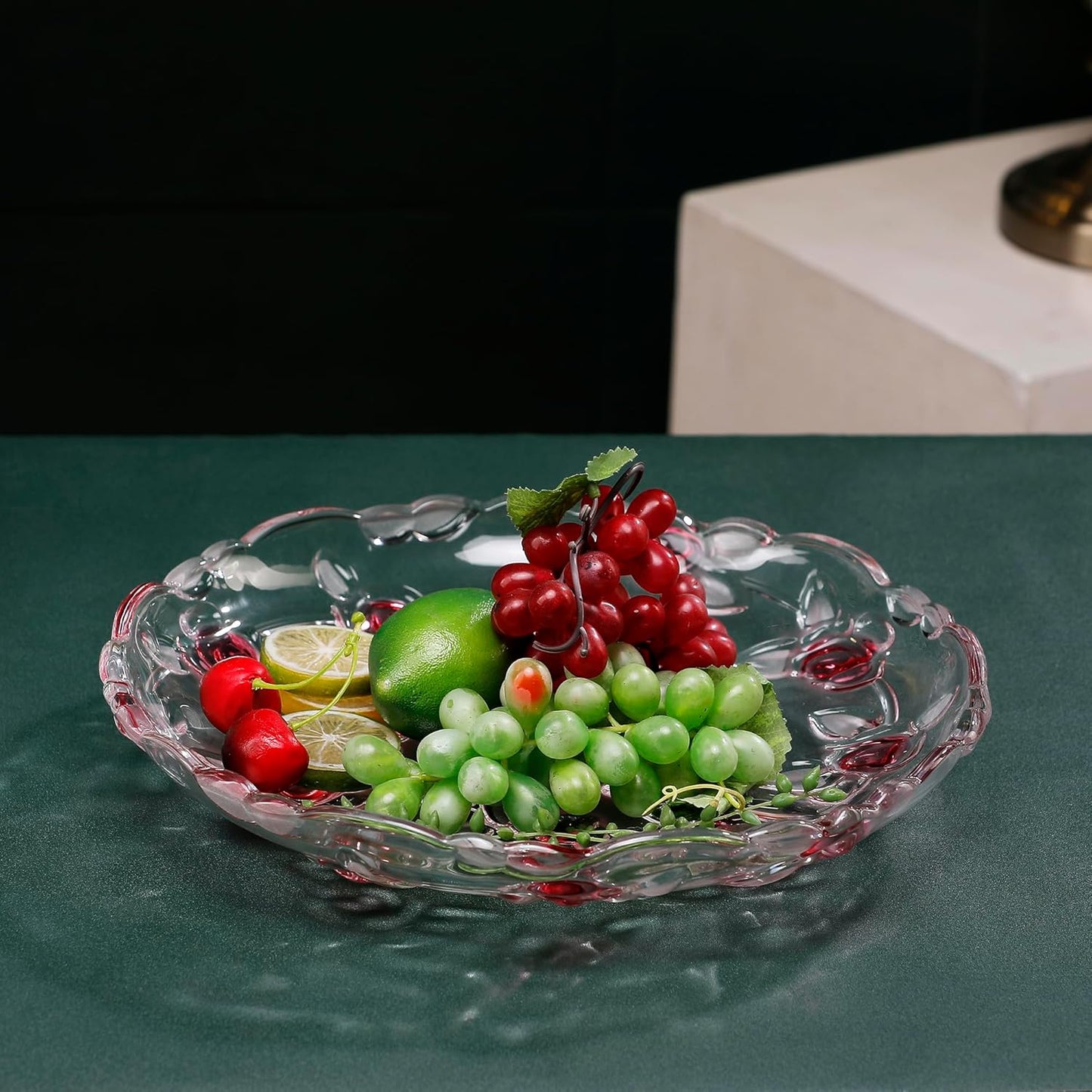 MAGCOLOR Pink Rose -shaped Large Decorative Bowl-13 inch Diameter, Modern Handicraft Pink Bowls for Home Decor, Decorative Fruit Bowl for Kitchen Counter, Stylish Key Bowl for Entry Table,